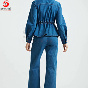 ชุดเสื้อผ้า2ชิ้นสำหรับผู้หญิงกางเกงยีนส์และเสื้อแจ็กเก็ต - Product Image 3
