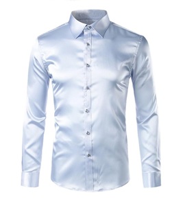 Camisa de vestir formal de manga larga Color azul Oficina de lujo Trabajo Negocios Casual Prendas de vestir Camisa para hombres - Product Image 5