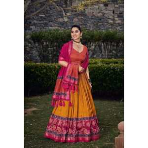 Tela Tradicional para Lehenga Choli de Seda Tussar Estampada para Fiestas, de Secado Rápido, para Todas las Estaciones - Product Image 1