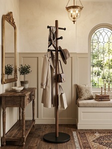 SINTERIOR MODERN WOODEN <b>COAT</b> HANGER <b>STAND</b> FREESTANDING CLOTHES <b>RACK</b> WITH HOOKS FOR ENTRYWAY BEDROOM HOME HOTEL - Product Image 2