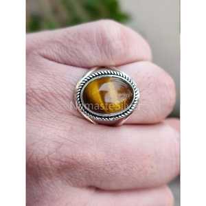 Handmade 925 Sterling Silver Women's Boho <b>Ring</b> Natural Tigers Eye Oval Silver <b>Statement</b> <b>Ring</b> for Gift - Product Image 3