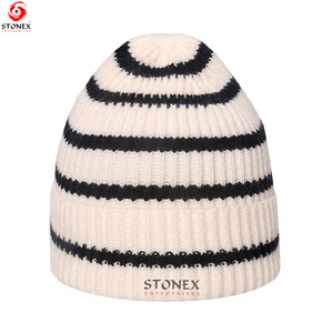 หมวกถักลายอะคริลิคสำหรับผู้ชายและผู้หญิงหมวกบีนนี่ลายทางทำจาก100% - Product Image 6