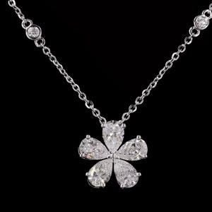 Collar de diamante cultivado en laboratorio con forma de pera de 2,02 quilates, colgante de oro blanco de 14 quilates, joyería ética ligera VVS VS Clarity para mujer - Product Image 1