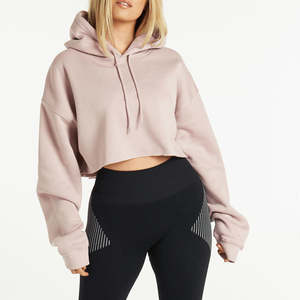 Women's Sexy Cropped Hoodie Quick Dry Embroidery <b>Top</b> Long <b>Sleeve</b> Sweatshirt Breathable <b>Crop</b> <b>Top</b> Set Custom Wholesale - Product Image 5
