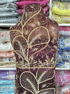 Tela india de alta calidad George, trabajo manual, piedra con cuentas, envoltorio nigeriano George, diseño africano sedoso, tela de vestido para mujeres adultas - Product Image 4