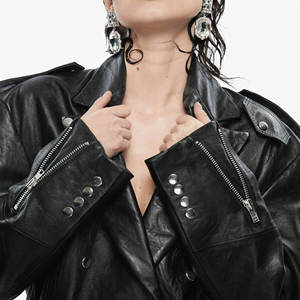 Chaqueta de Motociclista de Piel de Oveja Genuina para Mujer, Tejida, Bordada, Transpirable, Estilo Bomber, Delantera Extragrande, Otoño Invierno 2025 - Product Image 2