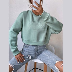 สเวตเชิ้ตสตรีทไซส์พิเศษสไตล์ยุโรปสำหรับผู้หญิงเสื้อครอปแขนยาวเสื้อกีฬาขนแกะแนวสตรีทแฟชั่นลำลองใหม่ฤดูใบไม้ผลิ - Product Image 3