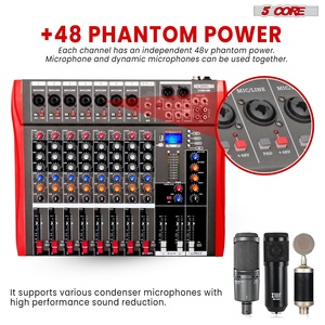 5 Core Audio Mixer 8 Channel DJ Equipment with <b>Bluetooth</b> <b>USB</b> Sound Board Console - Product Image 5