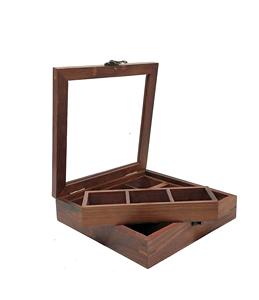 Wooden Multipurpose Utility Table Top <b>Spice</b> <b>Box</b> Masala Dabba Containers Jars Cum Kitchen & Dry Fruit <b>Box</b> with Free Wooden Spoon - Product Image 1