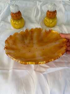 Cuenco hecho a mano de resina, juego de ensalada de frutero tallado a mano de resina de estilo indio, vajilla decorativa ecológica y artículos para el hogar - Product Image 5