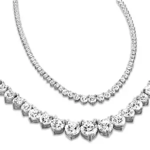14K Gold 3 to 20 Carat Lab Created Round Cut Diamond Tennis Necklace