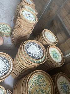 VENTE EN GROS Plateau d'incrustation de rotin: Rangement fait à la main, affichage élégant, service de thé/café écologique-BLEU LOTUS VIETNAM - Product Image 3