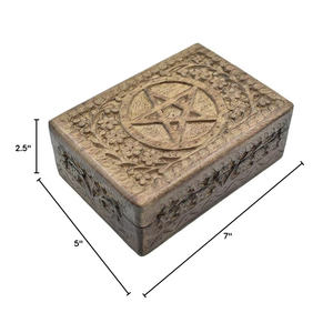 Boîte en bois brûlée de qualité Offre Spéciale pour bijoux étoile motif sculpté boîte à souvenirs en bois de manguier utilisation polyvalente approvisionnement d'usine - Product Image 4