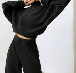 100% Cotton Wholesale Zipper Sweat Suits Stylish Design New Women's Tracksuits Custom Casual Breathable 2 Piece Set - Product Image 1