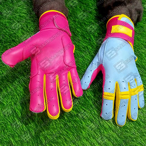 Manchette longue vente chaude gants en cuir de vachette véritable combinaison de couleurs uniques gants d'entraînement au bâton de baseball - Product Image 1