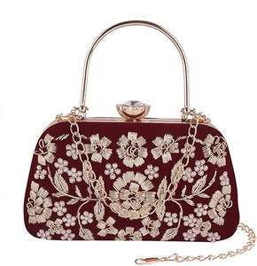 Broderie en soie artisanale de haute qualité Pochette de soirée Style ethnique Perles Paillettes Collection de mariée Design personnalisé Pas cher - Product Image 4