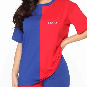 Conjunto de camiseta corta de algodón multicolor para mujer, ropa informal de verano, venta al por mayor, servicio OEM - Product Image 3