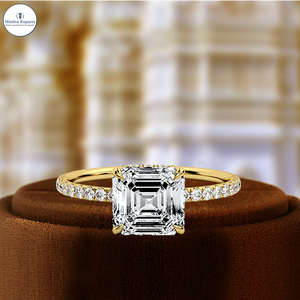 Bague en diamant de laboratoire Asscher 1 Ct, meilleur cadeau pour une bague de fiançailles, une bague de mariage, une bague de demande en mariage en or 14 carats, diamant certifié IGI - Product Image 1