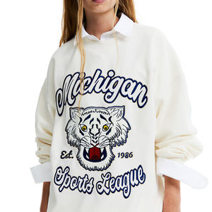 Venta al por mayor Streetwear sudaderas mujeres manga larga Crop Top ropa de gimnasio Sudadera con capucha personalizada bordado pulóver recortado Sudadera con capucha - Product Image 1