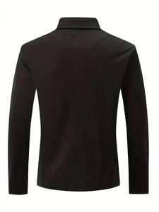 Classique hommes grande taille décontracté pour polo pour printemps automne couleur unie à manches longues avec col boutonné Design respirant - Product Image 6