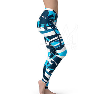 Mallas de Yoga de cintura media para mujer, diseño de sublimación, tu propio patrón sólido, hecho de Spandex/material de poliéster - Product Image 5