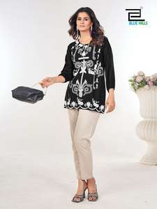 Femmes entièrement cousu lourd 14Kg rayonne hauts décontracté longueur régulière tricoté tissu broderie travail confort Style indien pakistanais - Product Image 2