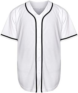 Men's Blue Baseball Jersey Short Sleeve Moisture Wicking Regular Fit Solid Color Button Front Adult Sports Apparel - Product Image 6