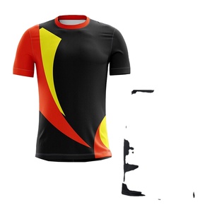 เสื้อฟุตบอลซับลิเมชั่นสำหรับผู้ชาย สีดำ แดง เหลือง คอวี แขนสั้น ระบายเหงื่อได้ดี ทรงแอธเลติก เหมาะกับทุกฤดูกาล - Product Image 3