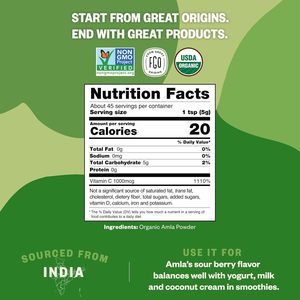 Poudre d'Amla biologique FGO, 8 oz, certifiée biologique USDA, Groseille indienne (Amalaki) - Product Image 2