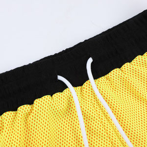 Haute qualité hommes été basket-ball Shorts ensemble jaune maille décontracté impression Double fermeture éclair respirant 2 pièces grande taille en gros - Product Image 5