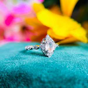 Elegante anillo ovalado de cuarzo rosa Plata de Ley 925 Anillo de declaración hecho a mano Piedra preciosa blanca natural para regalo de aniversario de compromiso - Product Image 4