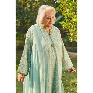 Conjunto de Traje de 3 Piezas para Mujer, Bordado, 100% Algodón, Estampado Floral, con Dupatta de Chifón Bordado, Corte Holgado PM-62048 - Product Image 5