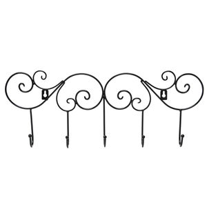 Magnifiques crochets muraux en fer forgé, revêtement noir, pour la décoration de la maison, du salon, de la salle de bain, crochets pour manteaux, chapeaux, clés - Product Image 4