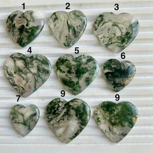 Pierres précieuses d'agate de mousse en vrac naturelles de haute qualité en forme de coeur Cabochon précieux fabrication de bijoux différentes formes tailles polies - Product Image 1