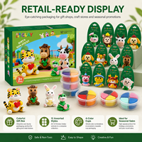 Kit de Pâte à Modeler à Séchage à l'Air du Zodiaque Chinois en Gros, 12 Motifs, 4 Gobelets de Couleurs, Ensemble de Pâte à Modeler DIY, Cadeau Culturel OEM pour Enfants