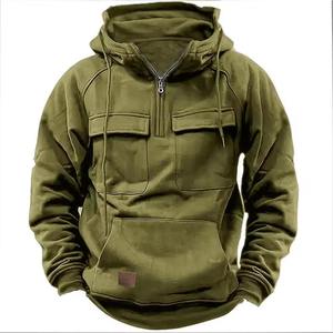 Custom Logo Fashion Cargo Pocket Hoodie Men <b>work</b> wear Solid Color Oversized Sport Casual <b>Sweatshirt</b> Men Hoodies Wholesale Price - Product Image 3