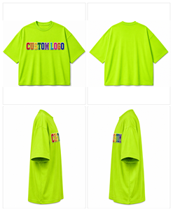 Camiseta de Manga Corta Extra Grande para Hombre con Logotipo Personalizado, 100% Algodón Jersey, Suave, Casual, Cuello Redondo, Diseño con Letras Impresas en la Parte Delantera, Verde Neón - Product Image 5