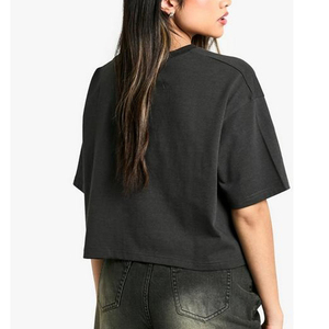 เสื้อยืดเอวลอยทรงหลวมไซส์ใหญ่พิเศษสำหรับผู้หญิงเสื้อยืดเอวลอยสีดำพิมพ์ลายสก็อตสำหรับฤดูร้อน100% ผ้าฝ้าย - Product Image 6