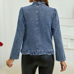 Chaqueta vaquera ajustada con logotipo de marca personalizado para mujer, ropa vaquera para mujer, precio al por mayor, chaqueta vaquera con Material de relleno de algodón, 2025 - Product Image 5