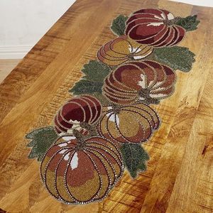 Christmas Decorative and Leaves Design <b>Beaded</b> Runner <b>Placemat</b> Dining Table Fancy Mat Handmade Decorative Runners for Wedding - Product Image 1