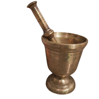 Mortero y Pilón de Acero Inoxidable y Bronce - Molinillo de Especias Ecológico con Diseño Personalizable, Tazón Antiguo para Hierbas, Pesto y Polvo