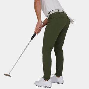กางเกงกอล์ฟผู้ชายขายส่ง น้ำหนักเบา ระบายอากาศได้ดี ผลิตจากผ้าสแปนเด็กซ์/โพลีเอสเตอร์ สีเขียวมะกอก ทรงลำลอง ยืดได้ เอวกลาง ทรงตรง - Product Image 2