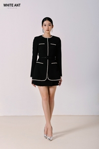 Hermoso diseño de manga larga chaqueta de mujer bolsillos delanteros conjunto de 2 piezas traje de mujer MADDOX chaqueta redonda 85% poliéster 15% Spandex - Product Image 2