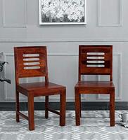 Lot de 2 chaises de salle à manger modernes en bois massif sans coussin finition miel pour cuisine et salle à manger