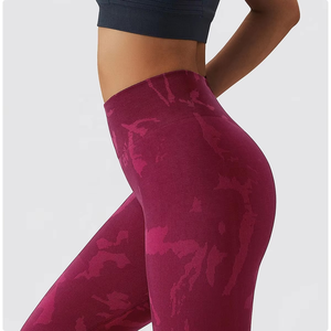 Venta al por mayor de las mujeres sin costuras Tie Dye Yoga Fitness pantalones de las mujeres de cintura alta Levantamiento de cadera Deportes Leggings Logotipo personalizado Tie Dye - Product Image 4