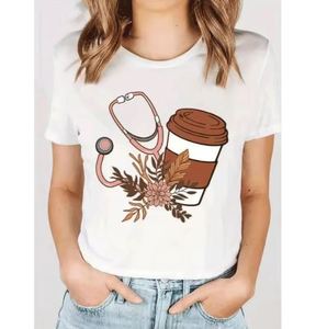 เสื้อยืดพิมพ์ลายแขนสั้นผ้าฝ้ายหนา240กรัมสำหรับผู้หญิงผ้าคอตตอน100% - Product Image 5