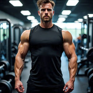 T-shirt de compression de natation pour hommes Gym Fitness Wear Exercise Tee Tops Mens Elastic 100% Polyester T Shirts Men - Product Image 2