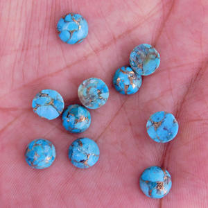 Cobre azul natural turquesa 11x11mm cabujón redondo todos los tamaños disponibles parte posterior plana fabricación de joyas piedras preciosas sueltas - Product Image 2