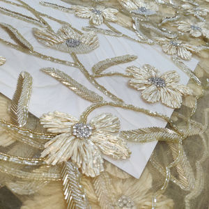 Tissu en filet brodé de perles lourdes pour robe de soirée pour femmes, robe de mariée, tricot respirant pour filles - Product Image 5