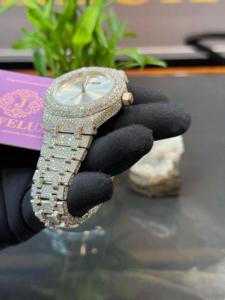 Montre-bracelet en acier inoxydable à quartz, ton or rose de luxe, avec diamants Moissanite VVS améliorés, mouvement mécanique, étanche – Grande Vente - Product Image 6